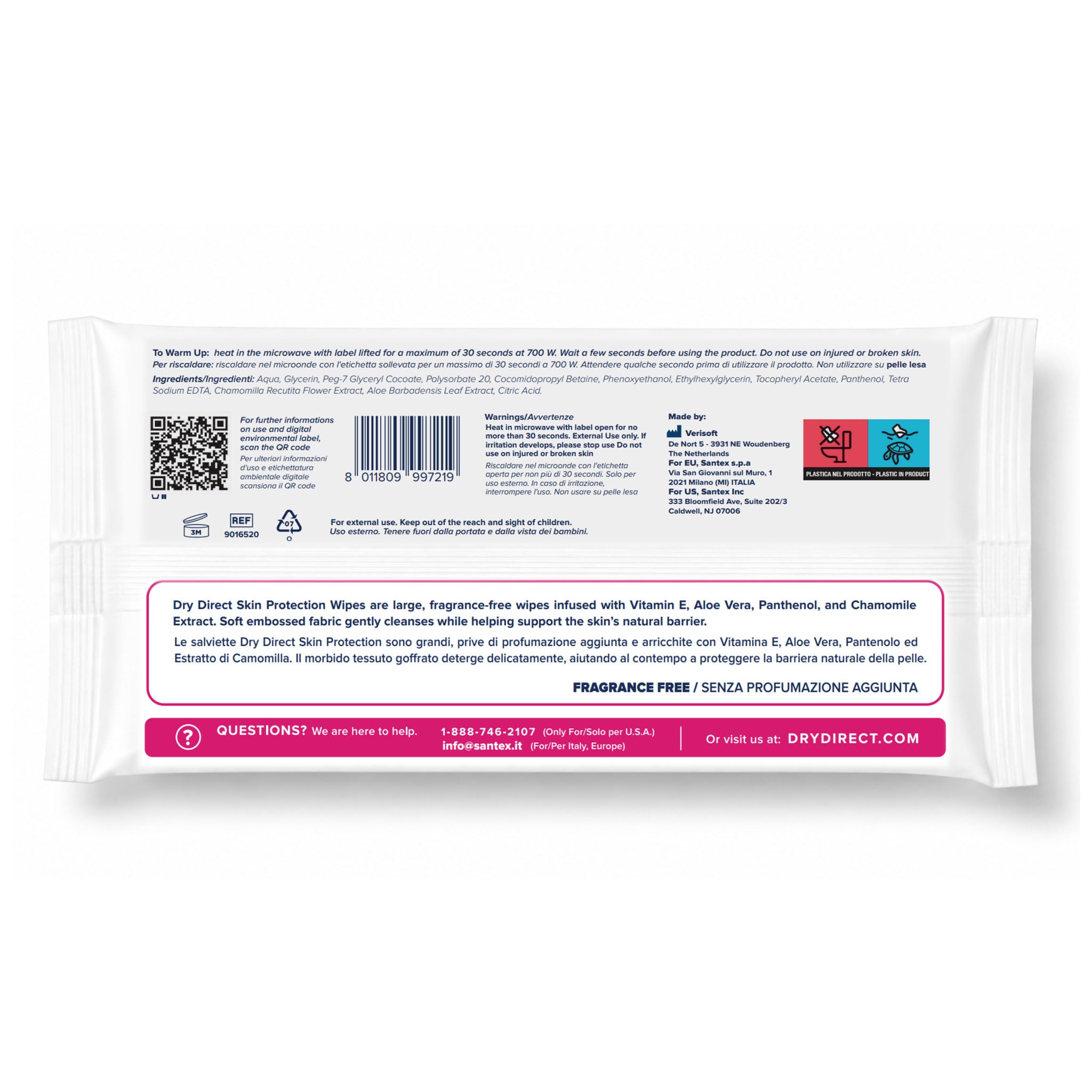 Dry Direct Skin Protection Extra Soft Cleansing Wipes (Unscented)