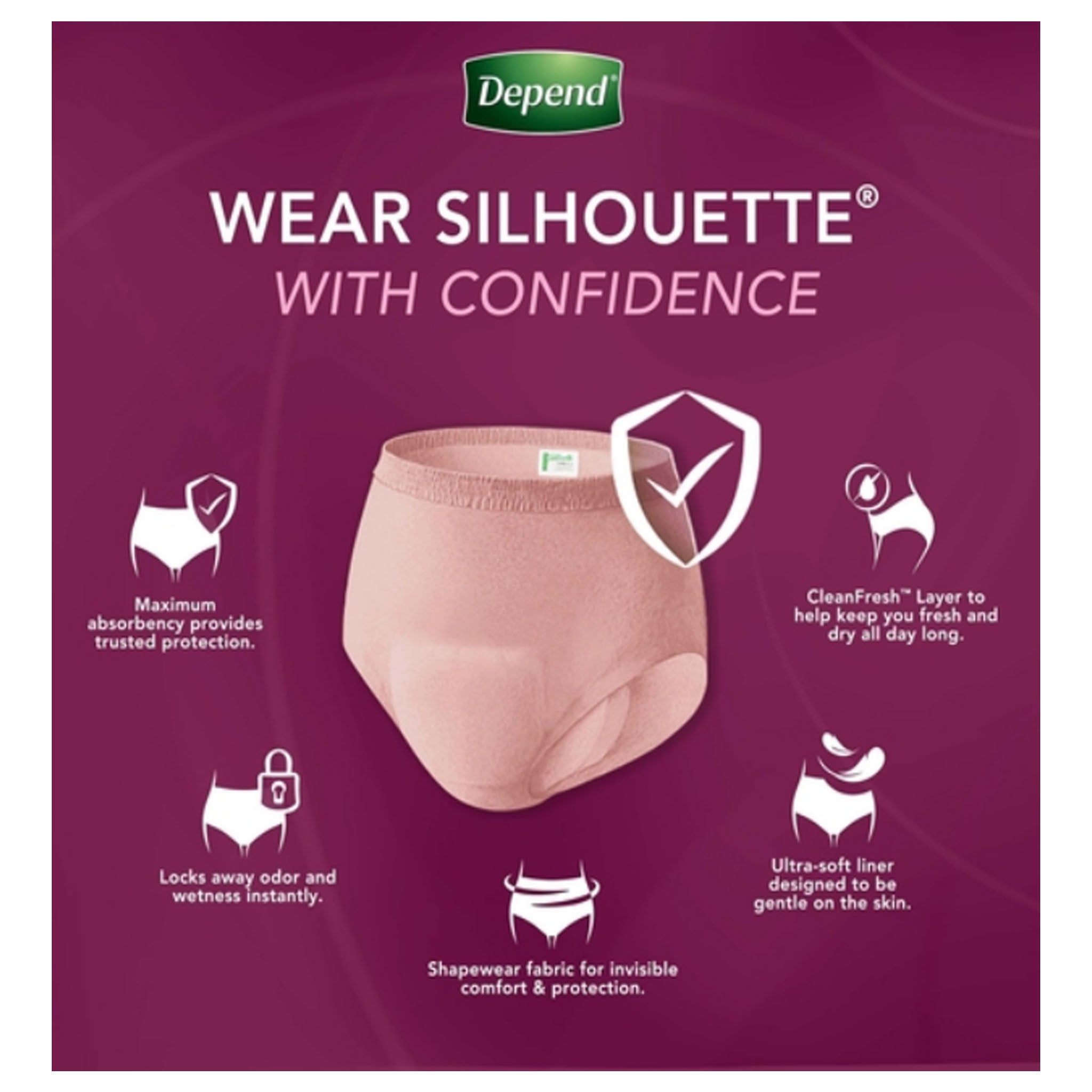 Depend Silhouette Briefs for Women