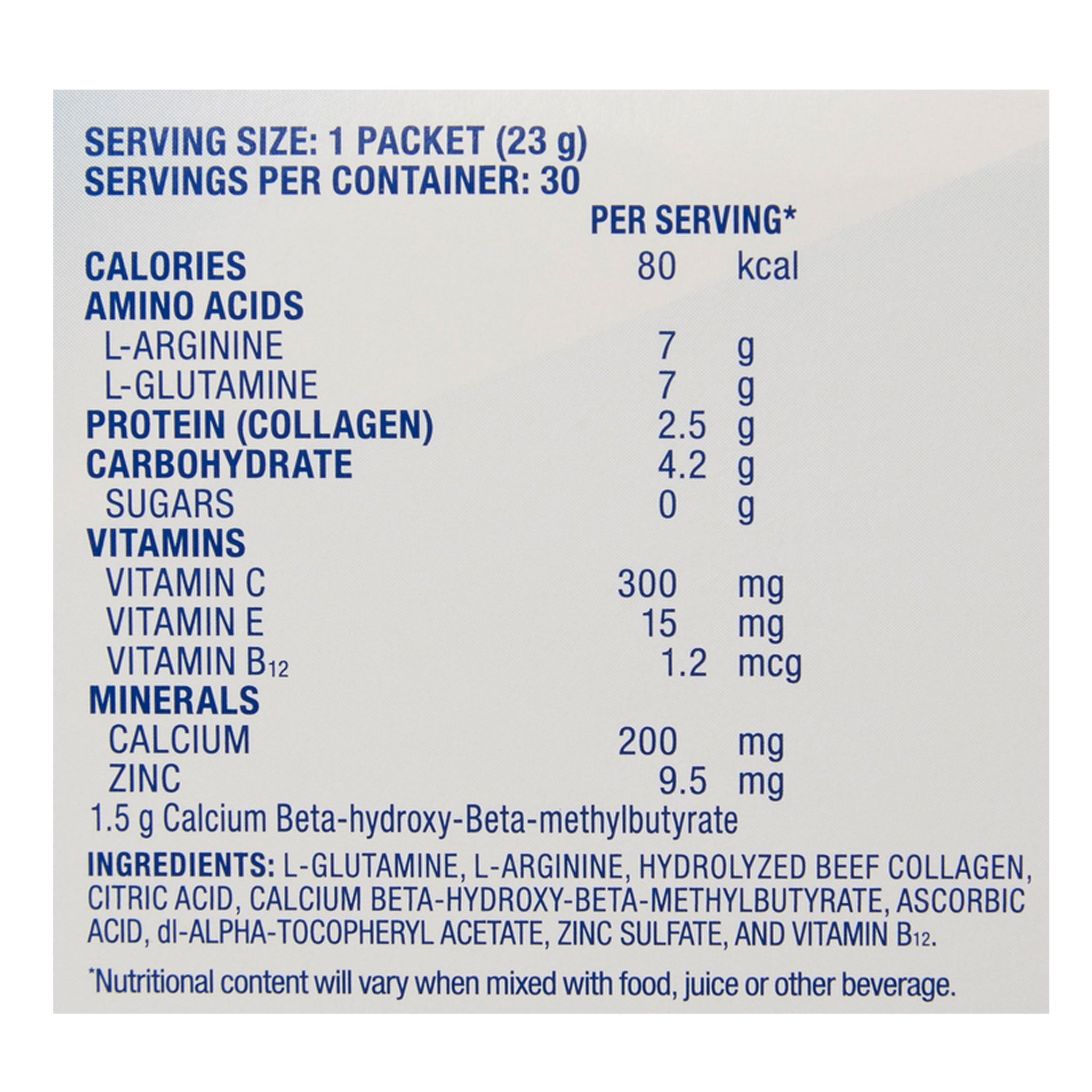 Juven Unflavored Powder With Collagen 0.81 oz. Individual Packet