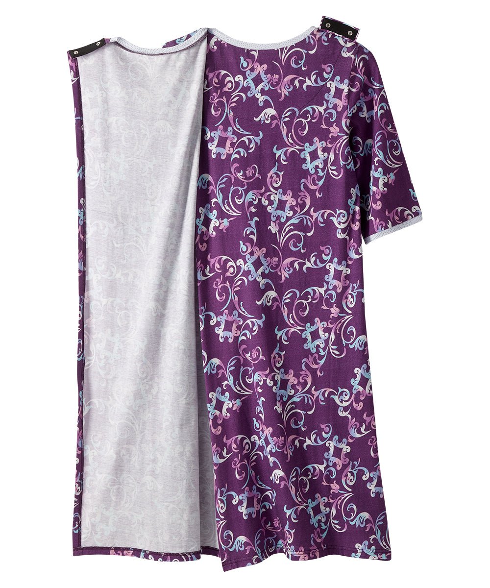 Open Back Knit Nightgown with Lace Trim