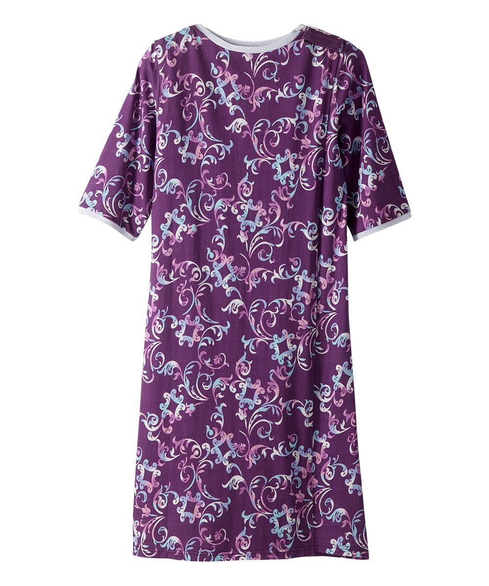 Open Back Knit Nightgown with Lace Trim