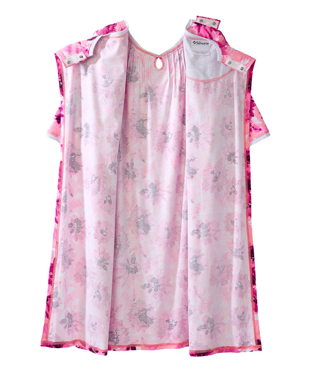 Open Back Knit Nightgown with Lace Trim