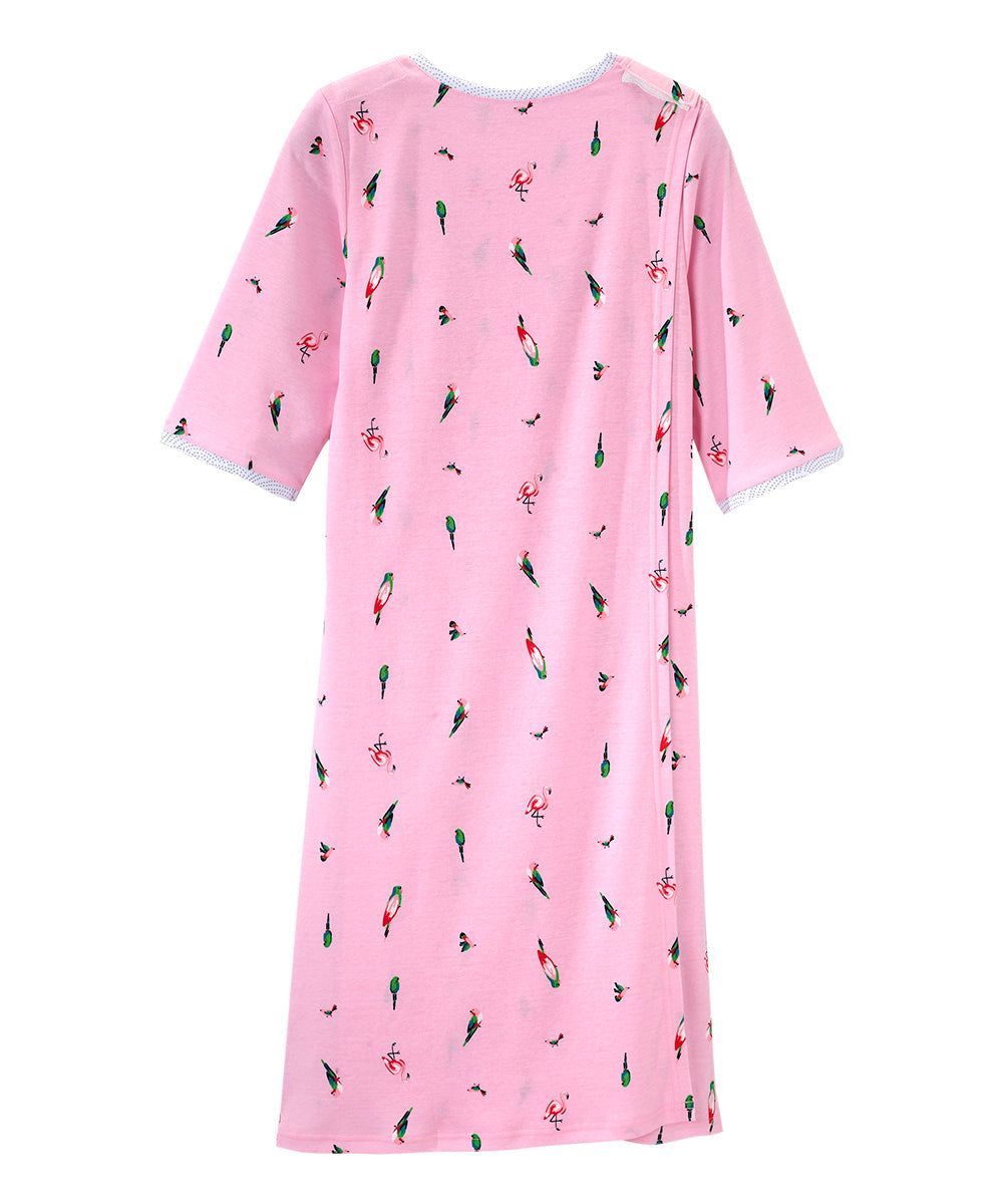 Open Back Knit Nightgown with Lace Trim