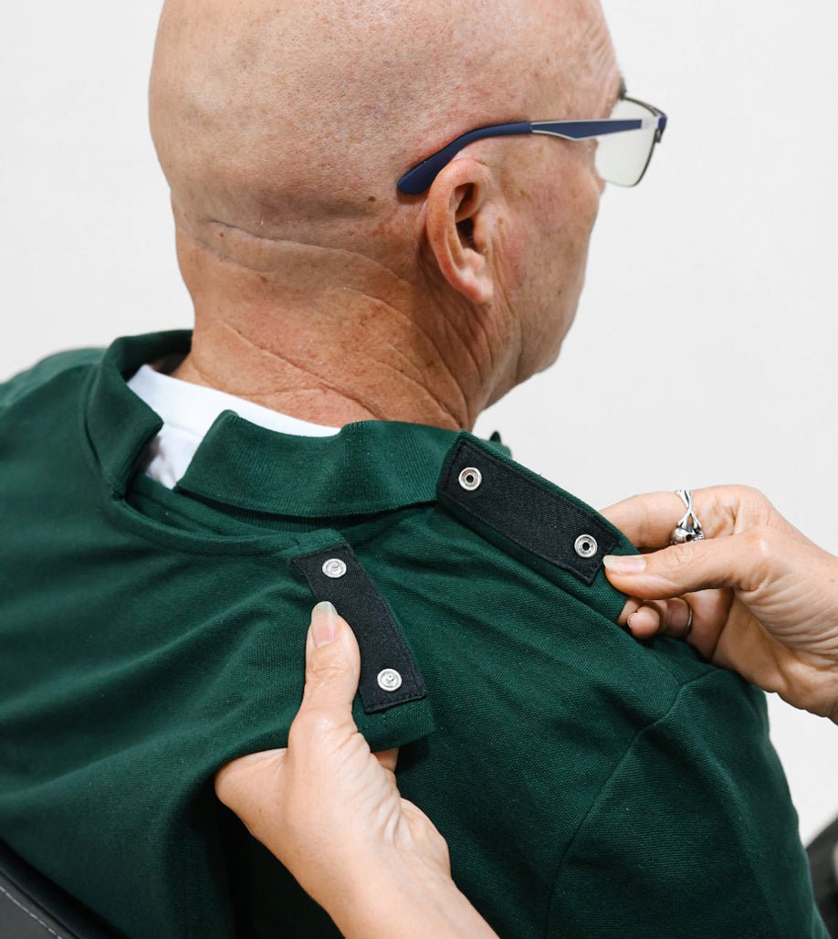 Men's Adaptive Open Back Polo Shirt with Long Sleeves