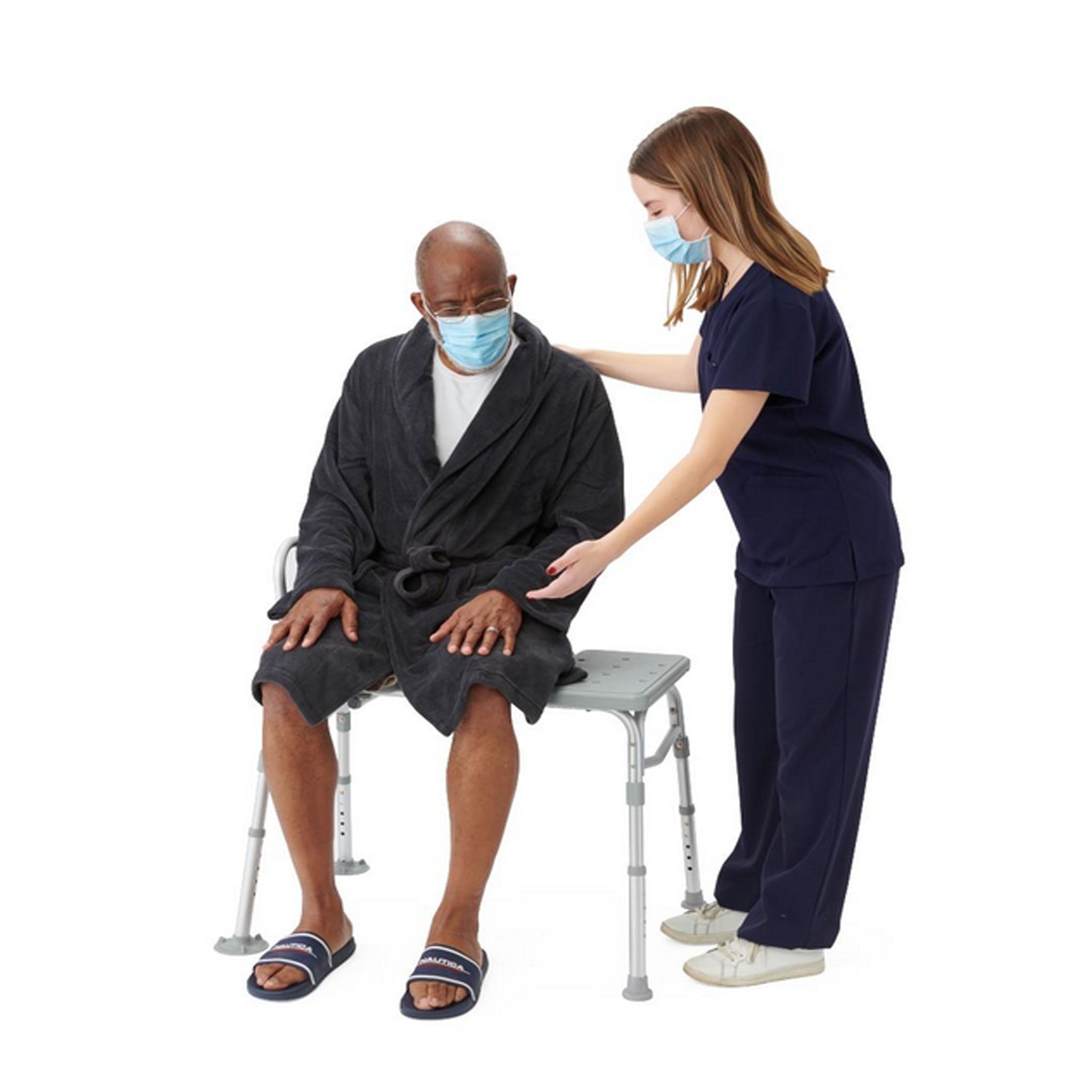 Medline Transfer Bench with Backrest and Pushbutton Height Adjustment