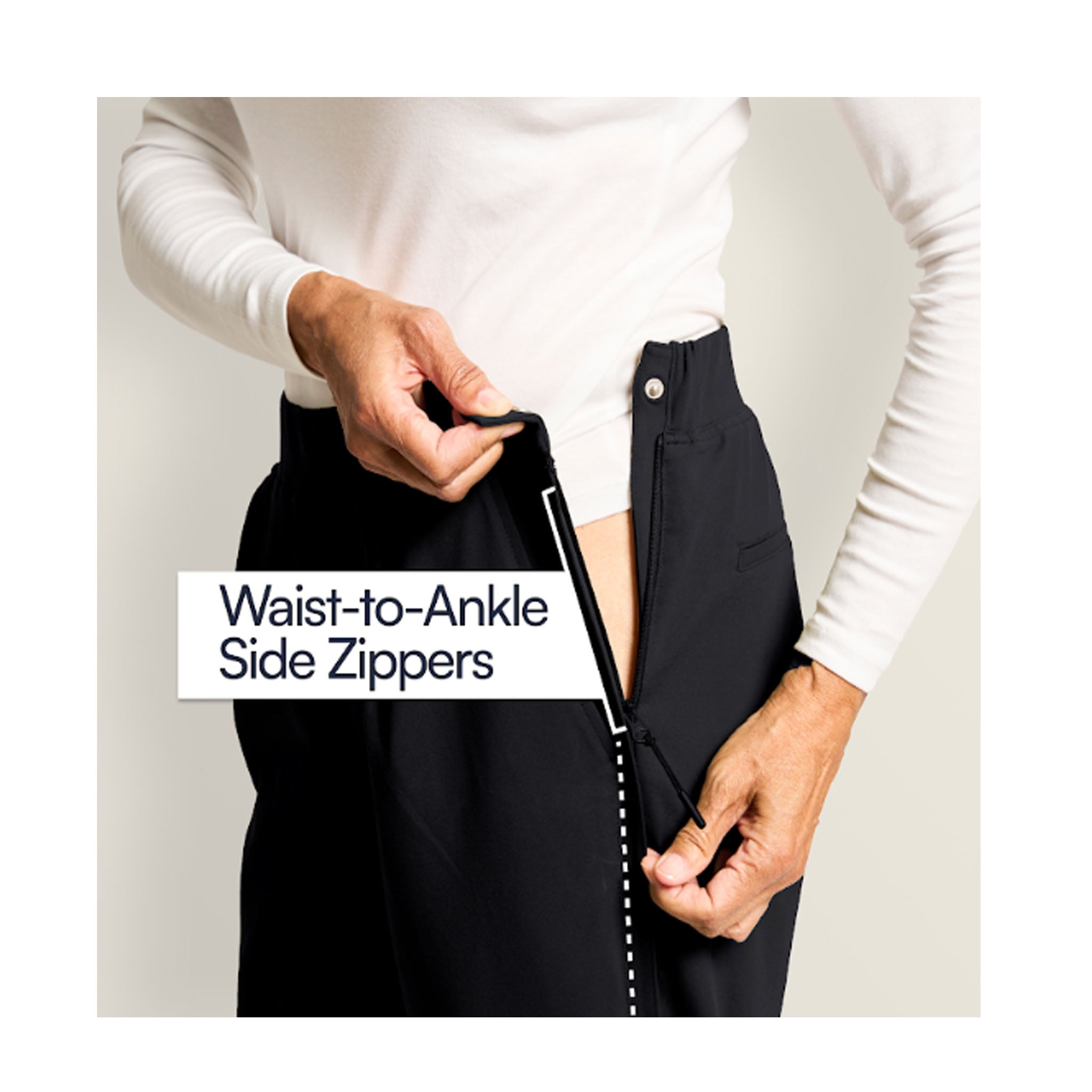 Women's Everyday Full Side Zip Pants by Joe and Bella