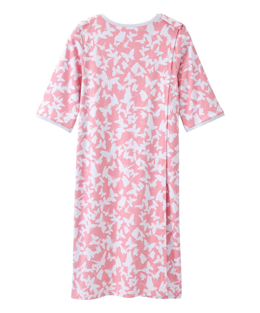 Open Back Knit Nightgown with Lace Trim