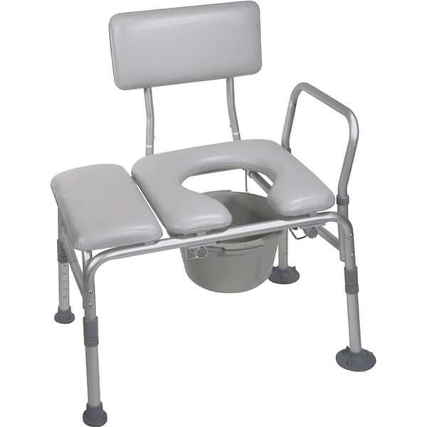 Combination Padded Seat Transfer Bench with Commode Opening