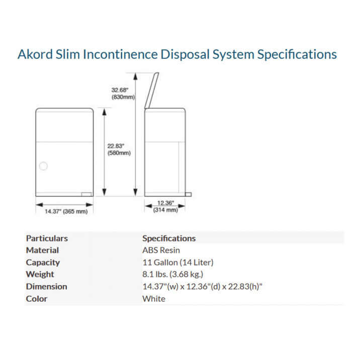Janibell Akord Slim M280DA Adult Incontinence Disposal System &#40;7 Gallon Capacity&#41;