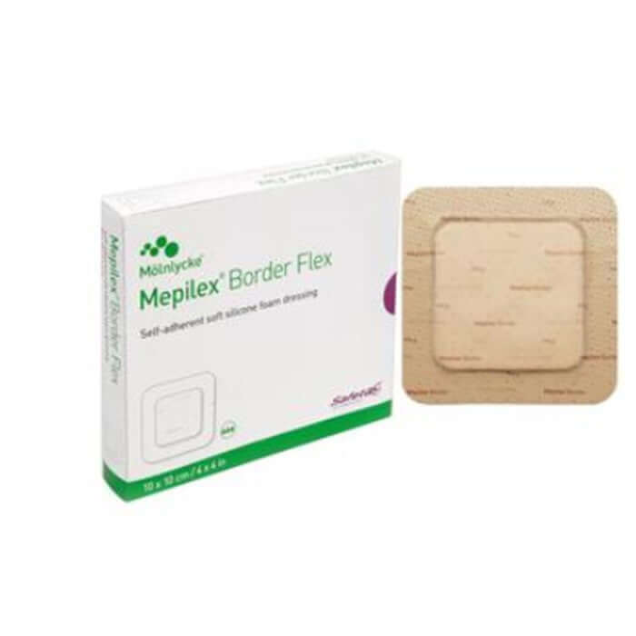 Mepilex Border Flexible Self-Adherent Foam Dressing - 4" x 4" / Box of 5 Mepilex Border Flexible Self-Adherent Foam Dressing - 4" x 4" / Box of 5