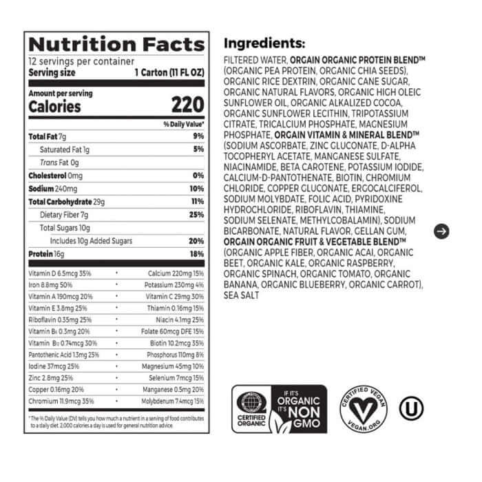 Orgain Organic Nutrition Vegan Shake