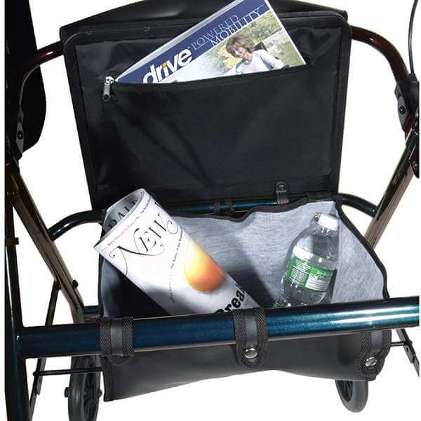 Drive Medical Aluminum Rollator Walker with Fold Up Padded Seat and Removable Back Support