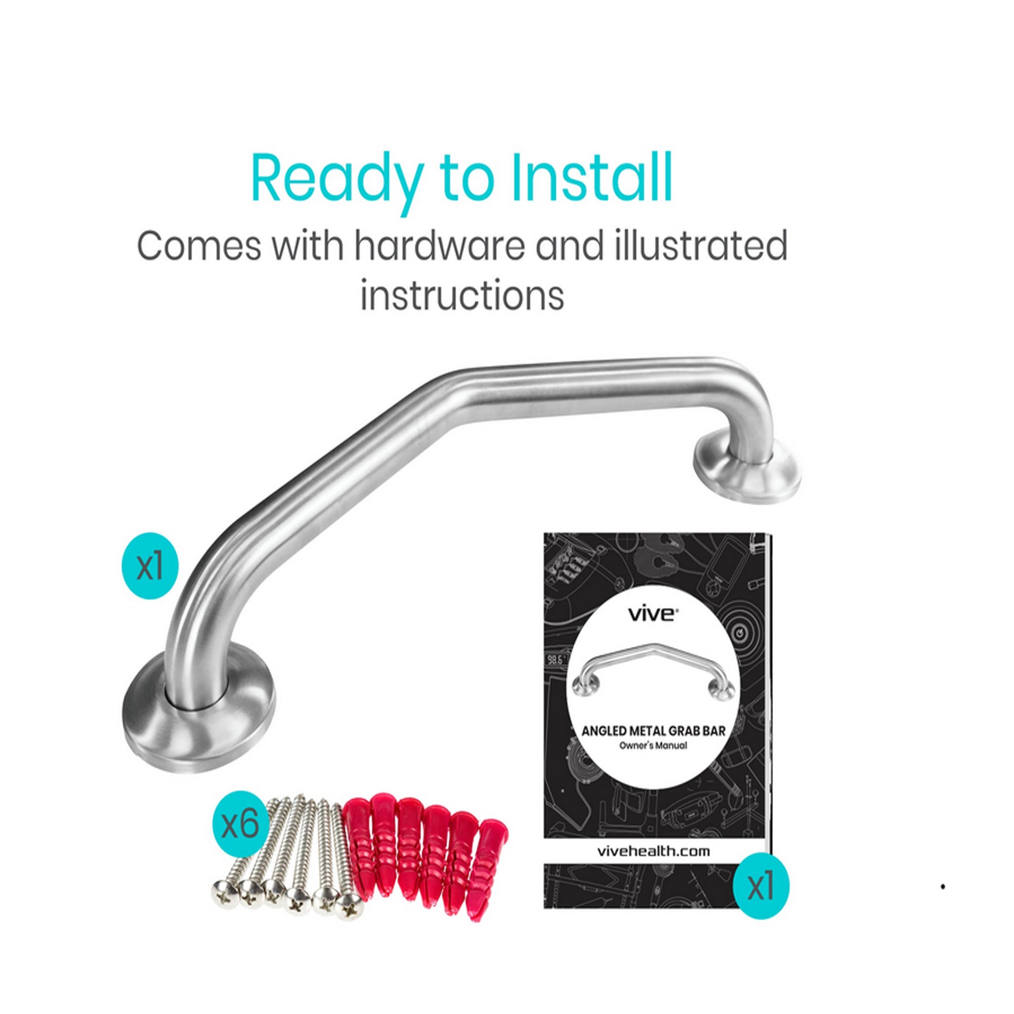 Vive Health Angled Metal Grab Bar