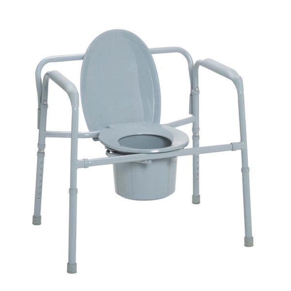 Adult Bedside Commode Chair – Detachable Armrests, PU Leather Seat, Odorless Bucket, For Seniors & Mobility Aid