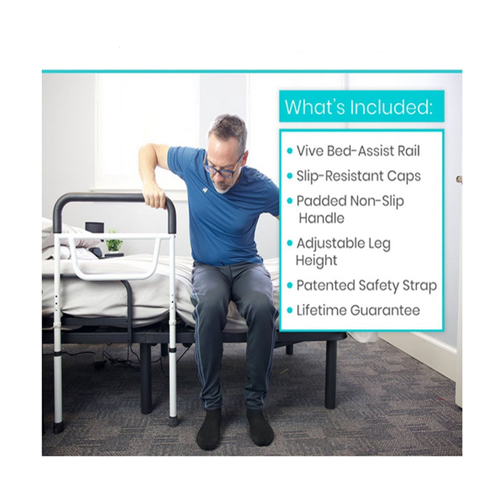 Vive Health Adjustable Steel Bed Rail