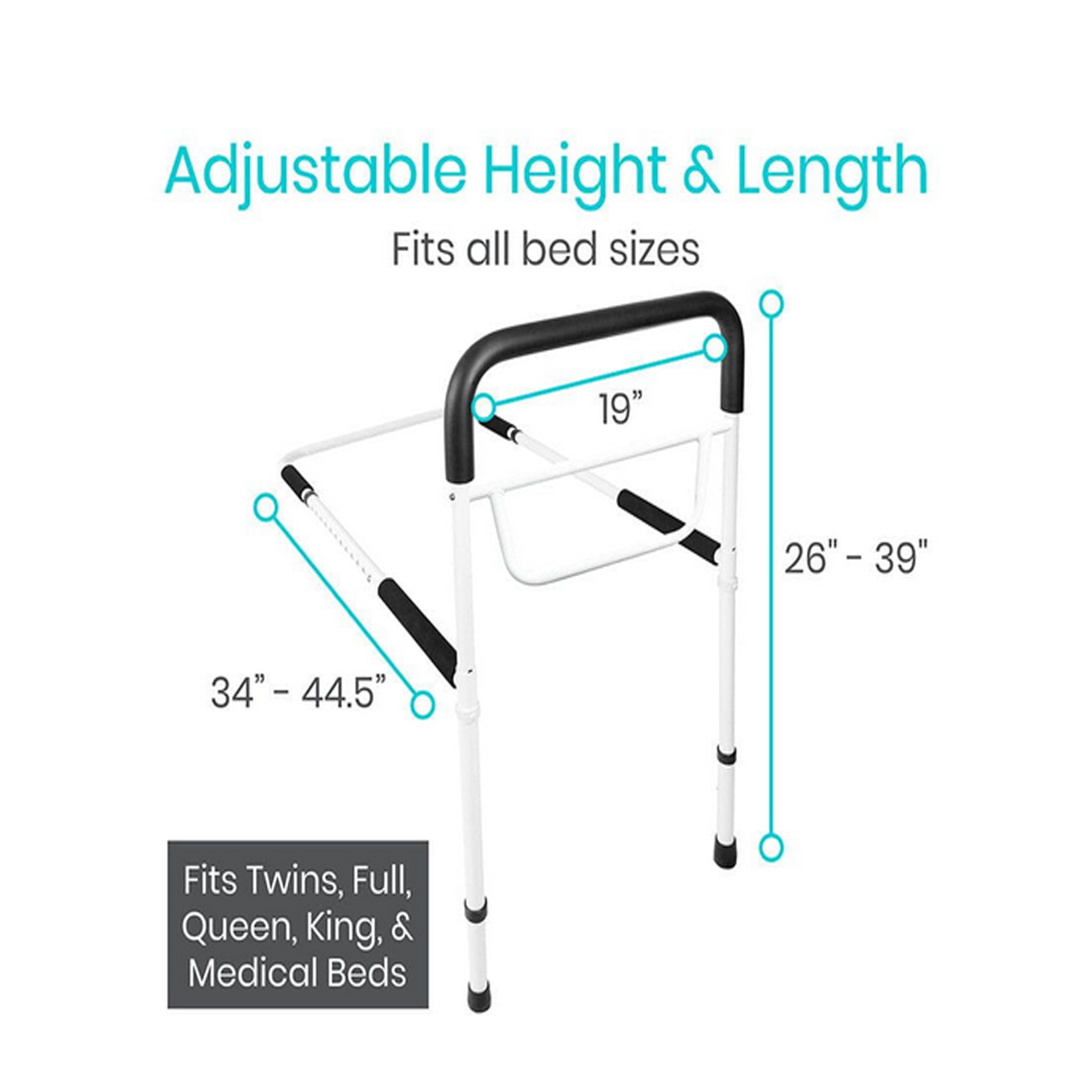 Vive Health Adjustable Steel Bed Rail