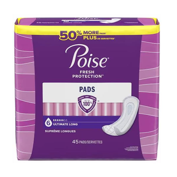 Poise Ultimate Absorbency Day/Night Incontinence Pads Long Length