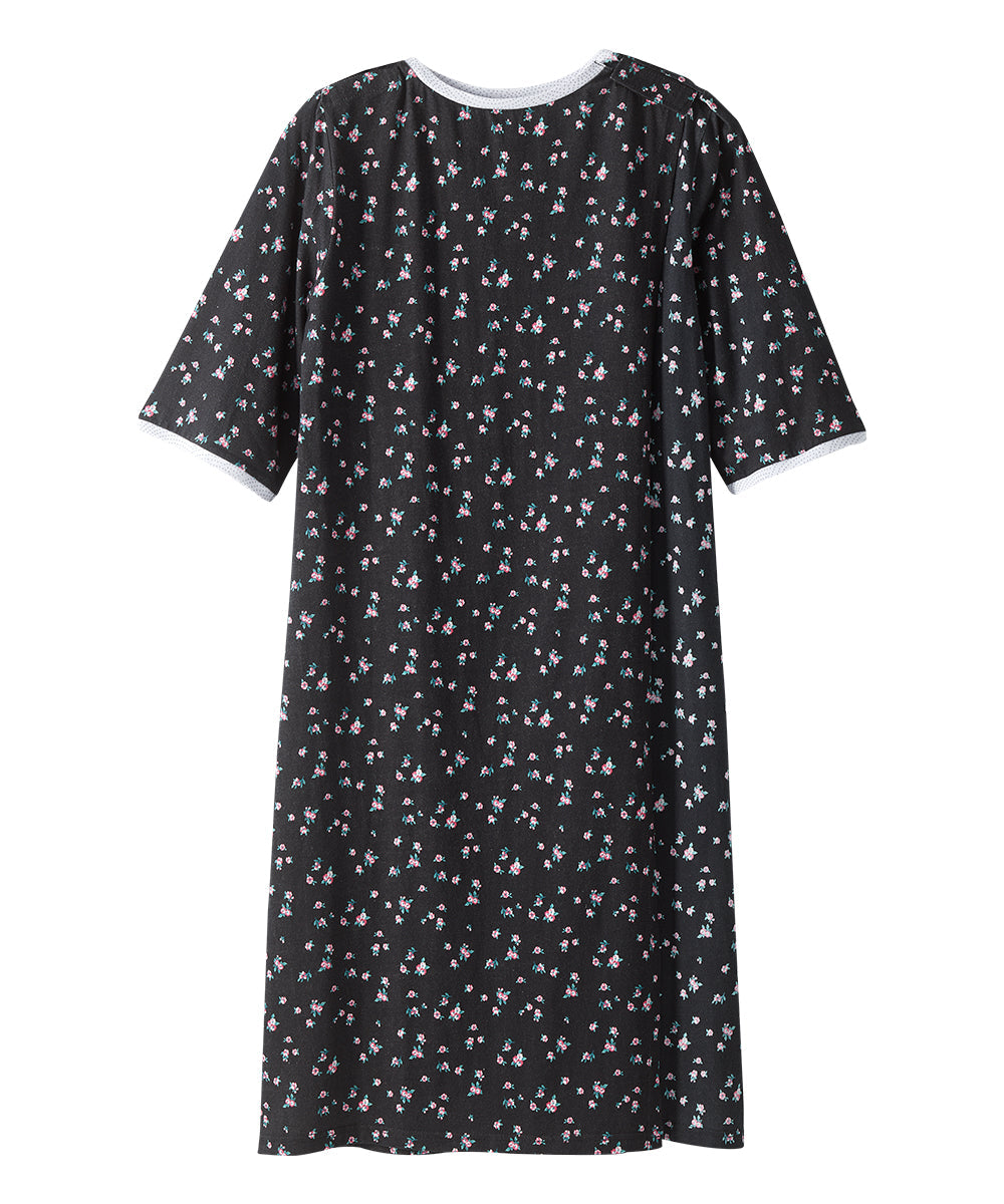 Open Back Knit Nightgown with Lace Trim