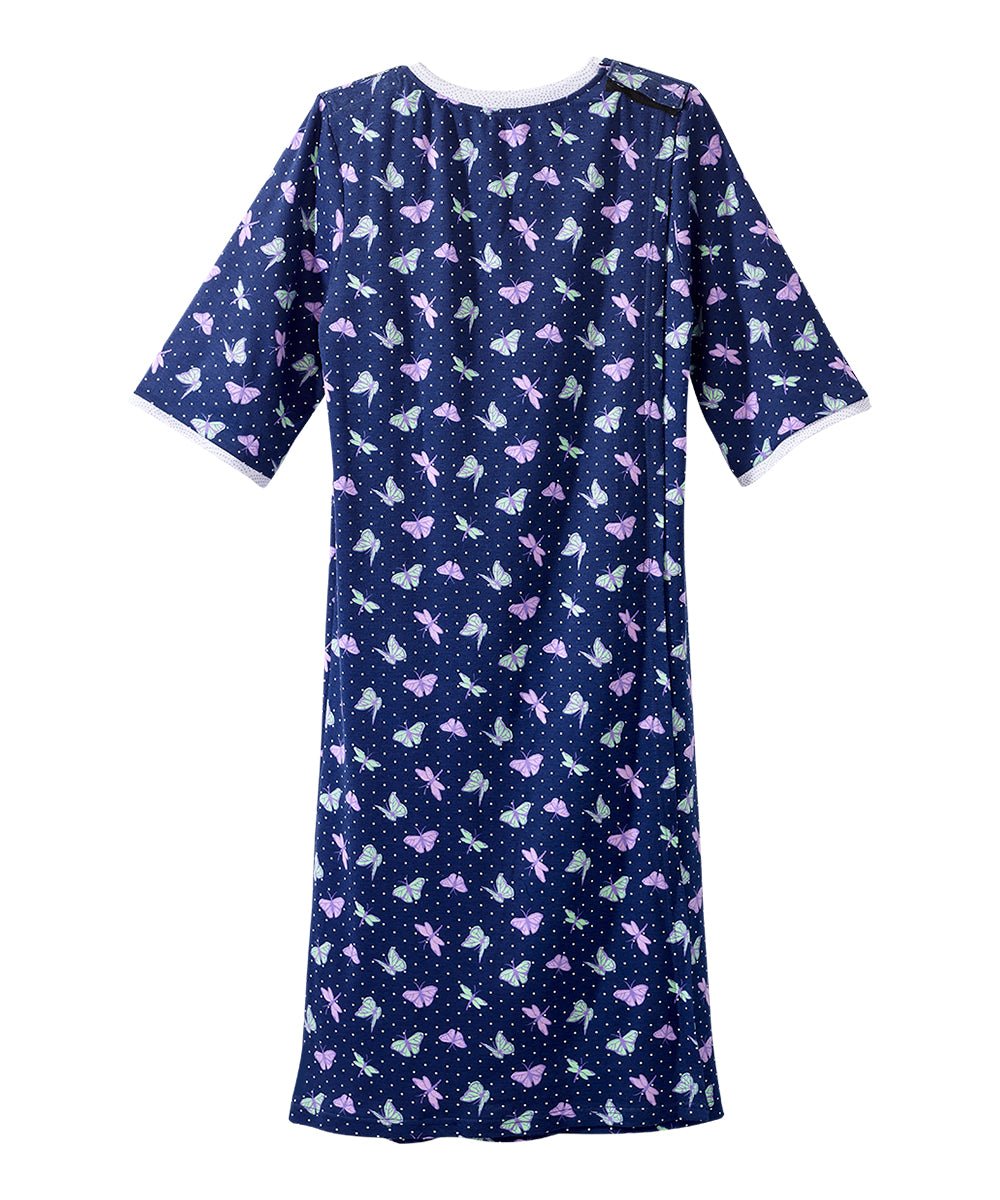 Open Back Knit Nightgown with Lace Trim