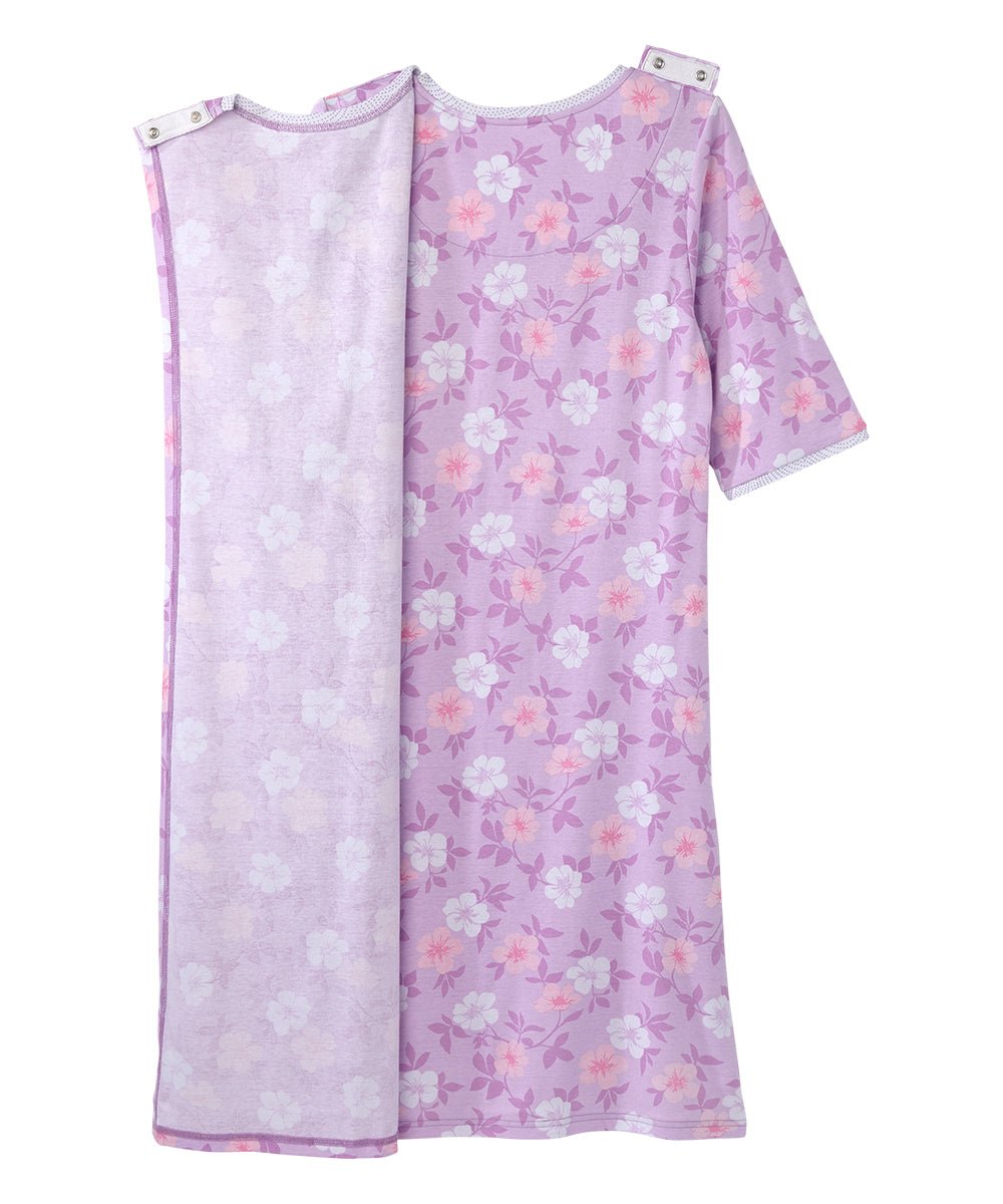 Open Back Knit Nightgown with Lace Trim