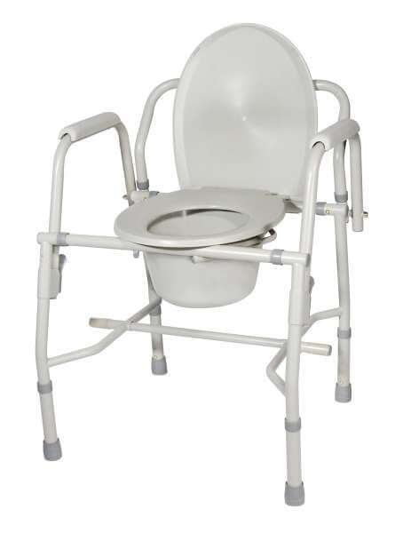3-in-1 Steel Drop Arm Bedside Commode with Padded Arms