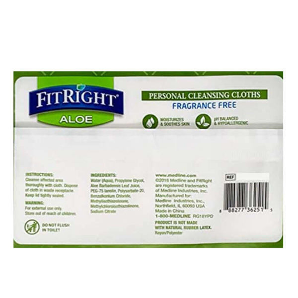 FitRight Aloe Personal Cleansing Wipes Fragrance Free