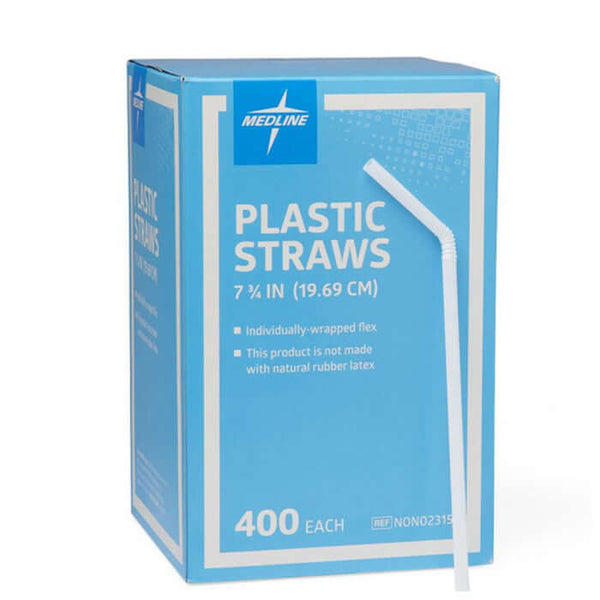 Medline Flexible Plastic Drinking Straws