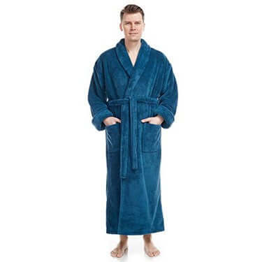 Men's Shawl Collar Full Ankle Length Fleece Turkish Bathrobe