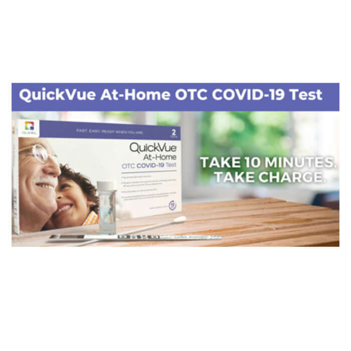 Quidel QuickVue COVID-19 Rapid Antigen At Home Test Kit with 2 Tests. Results in 10 Minutes.