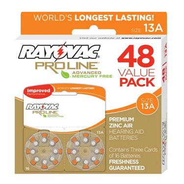 Rayovac Proline Advanced Mercury-Free Hearing Aid Batteries