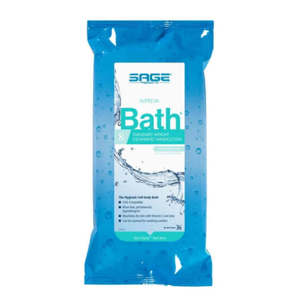 Sage Impreva Bath Standard Weight Rinse Free Bath Wipe Unscented